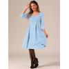 imageAllegra K Womens Elegant 34 Sleeve High Waist Sweetheart Neck ALine Pleated Midi DressLight Blue
