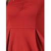 imageAllegra K Womens Elegant 34 Sleeve High Waist Sweetheart Neck ALine Pleated Midi DressRed