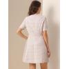 imageAllegra K Womens Elegant Short Sleeve Aline Dresses Plaid Tweed DressPink