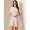 imageAllegra K Womens Elegant Short Sleeve Aline Dresses Plaid Tweed DressPink