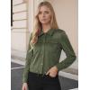 imageAllegra K Womens Faux Suede Jacket Button Down Collar Cropped Biker Motorcycle Jacket Fall Winter CoatArmy Green