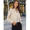 imageAllegra K Womens Faux Suede Jacket Button Down Collar Cropped Biker Motorcycle Jacket Fall Winter CoatBeige