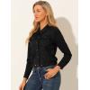 imageAllegra K Womens Faux Suede Jacket Button Down Collar Cropped Biker Motorcycle Jacket Fall Winter CoatBlack