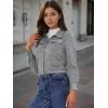 imageAllegra K Womens Faux Suede Jacket Button Down Collar Cropped Biker Motorcycle Jacket Fall Winter CoatGrey