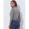 imageAllegra K Womens Faux Suede Jacket Button Down Collar Cropped Biker Motorcycle Jacket Fall Winter CoatGrey