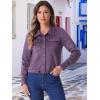 imageAllegra K Womens Faux Suede Jacket Button Down Collar Cropped Biker Motorcycle Jacket Fall Winter CoatPurple