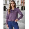imageAllegra K Womens Faux Suede Jacket Button Down Collar Cropped Biker Motorcycle Jacket Fall Winter CoatPurple