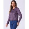 imageAllegra K Womens Faux Suede Jacket Button Down Collar Cropped Biker Motorcycle Jacket Fall Winter CoatPurple