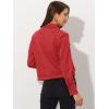 imageAllegra K Womens Faux Suede Jacket Button Down Collar Cropped Biker Motorcycle Jacket Fall Winter CoatRed