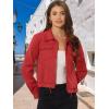 imageAllegra K Womens Faux Suede Jacket Button Down Collar Cropped Biker Motorcycle Jacket Fall Winter CoatRed