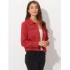 imageAllegra K Womens Faux Suede Jacket Button Down Collar Cropped Biker Motorcycle Jacket Fall Winter CoatRed