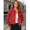 imageAllegra K Womens Faux Suede Jacket Button Down Collar Cropped Biker Motorcycle Jacket Fall Winter CoatRed