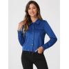 imageAllegra K Womens Faux Suede Jacket Button Down Collar Cropped Biker Motorcycle Jacket Fall Winter CoatRoyal Blue