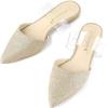 imageAllegra K Womens Glitter Clear Strap Flat MulesGold
