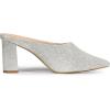 imageAllegra K Womens Glitter Pointed Toe Slip on Chunky Heels Slide MulesSilver