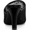 imageAllegra K Womens Lace Heels Sandals Mesh Floral Embroidered Stiletto Heels Slide MulesBlack