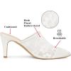 imageAllegra K Womens Lace Heels Sandals Mesh Floral Embroidered Stiletto Heels Slide MulesWhite