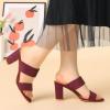 imageAllegra K Womens Opened Toe Block Heeled Slide SandalsBurgundy