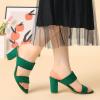 imageAllegra K Womens Opened Toe Block Heeled Slide SandalsGreen