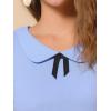 imageAllegra K Womens Peter Pan Collar Shirt Vintage 1950s Solid Short Sleeve BlouseLight Blue