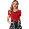 imageAllegra K Womens Peter Pan Collar Shirt Vintage 1950s Solid Short Sleeve BlouseRed