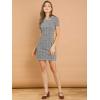 imageAllegra K Womens Peter Pan Dress Short Sleeve Stretchy Slim Fit Elegant Houndstooth Plaid Vintage DressesBrown