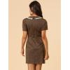 imageAllegra K Womens Peter Pan Dress Short Sleeve Stretchy Slim Fit Elegant Houndstooth Plaid Vintage DressesBrown1