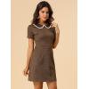 imageAllegra K Womens Peter Pan Dress Short Sleeve Stretchy Slim Fit Elegant Houndstooth Plaid Vintage DressesBrown1