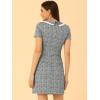 imageAllegra K Womens Peter Pan Dress Short Sleeve Stretchy Slim Fit Elegant Houndstooth Plaid Vintage DressesGreen