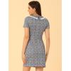 imageAllegra K Womens Peter Pan Dress Short Sleeve Stretchy Slim Fit Elegant Houndstooth Plaid Vintage DressesPurple