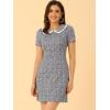 imageAllegra K Womens Peter Pan Dress Short Sleeve Stretchy Slim Fit Elegant Houndstooth Plaid Vintage DressesPurple