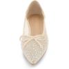 imageAllegra K Womens Pointed Toe Bow Rhinestone Mesh Ballerina FlatsBeige