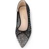 imageAllegra K Womens Pointed Toe Bow Rhinestone Mesh Ballerina FlatsBlack White