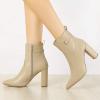 imageAllegra K Womens Pointed Toe Chunky High Heels Ankle BootsBeige