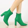 imageAllegra K Womens Pointed Toe Chunky High Heels Ankle BootsGrass Green