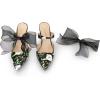 imageAllegra K Womens Pointed Toe Lace Bow Floral Printed Stiletto Heels MulesBlack