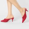 imageAllegra K Womens Pointed Toe Mid Slides Heel MulesRed