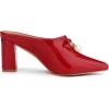 imageAllegra K Womens Pointed Toe Pearl Bow Chunky Heel Slides MulesRed
