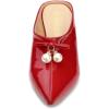 imageAllegra K Womens Pointed Toe Pearl Bow Chunky Heel Slides MulesRed