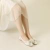 imageAllegra K Womens Pointed Toe Rhinestone Bow Slip on Mesh Ballet FlatsWhite