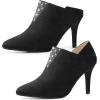 imageAllegra K Womens Pointed Toe Rhinestones Pull on Stiletto Heel Ankle BootiesBlack