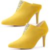 imageAllegra K Womens Pointed Toe Rhinestones Pull on Stiletto Heel Ankle BootiesYellow