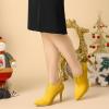 imageAllegra K Womens Pointed Toe Rhinestones Pull on Stiletto Heel Ankle BootiesYellow
