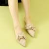 imageAllegra K Womens Pointed Toe Slip on Flat Stripe Bow Slides MulesBeige