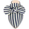 imageAllegra K Womens Pointed Toe Slip on Flat Stripe Bow Slides MulesDark Blue