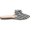 imageAllegra K Womens Pointed Toe Slip on Flat Stripe Bow Slides MulesDark Blue
