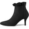 imageAllegra K Womens Pointed Toe Stiletto Heel Ruffle Ankle BootsBlack