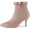 imageAllegra K Womens Pointed Toe Stiletto Heel Ruffle Ankle BootsDust Pink