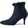 imageAllegra K Womens Pointed Toe Stiletto Heel Ruffle Ankle BootsNavy Blue