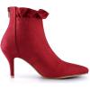 imageAllegra K Womens Pointed Toe Stiletto Heel Ruffle Ankle BootsRed